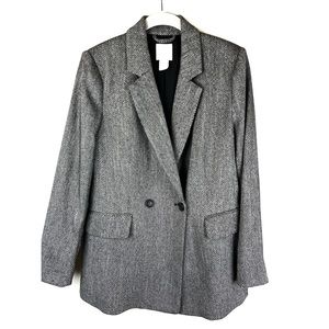 H&M Double Brested Blazer Straight Cut Woven Fabric Lined Size 4 Workwear.